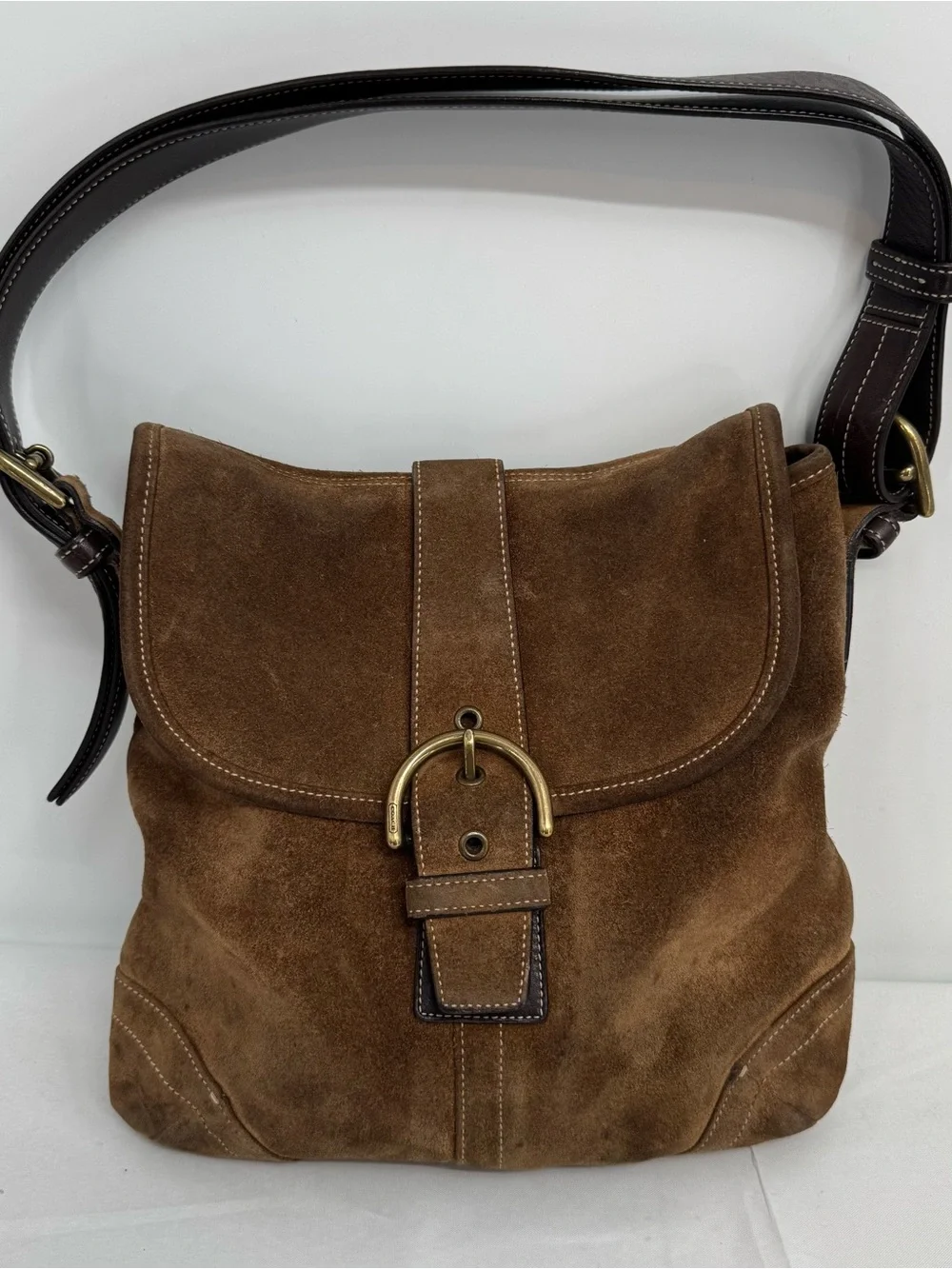 Vintage Y2K Coach Brown Suede Soho Crossbody bag Style #9482
